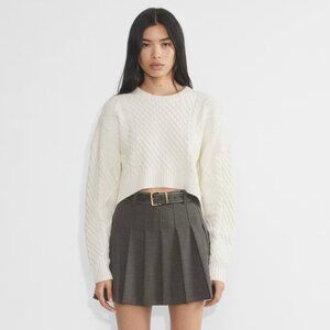 Peggy Cropped Sweater-Merino wool cropped cable-knit sweater